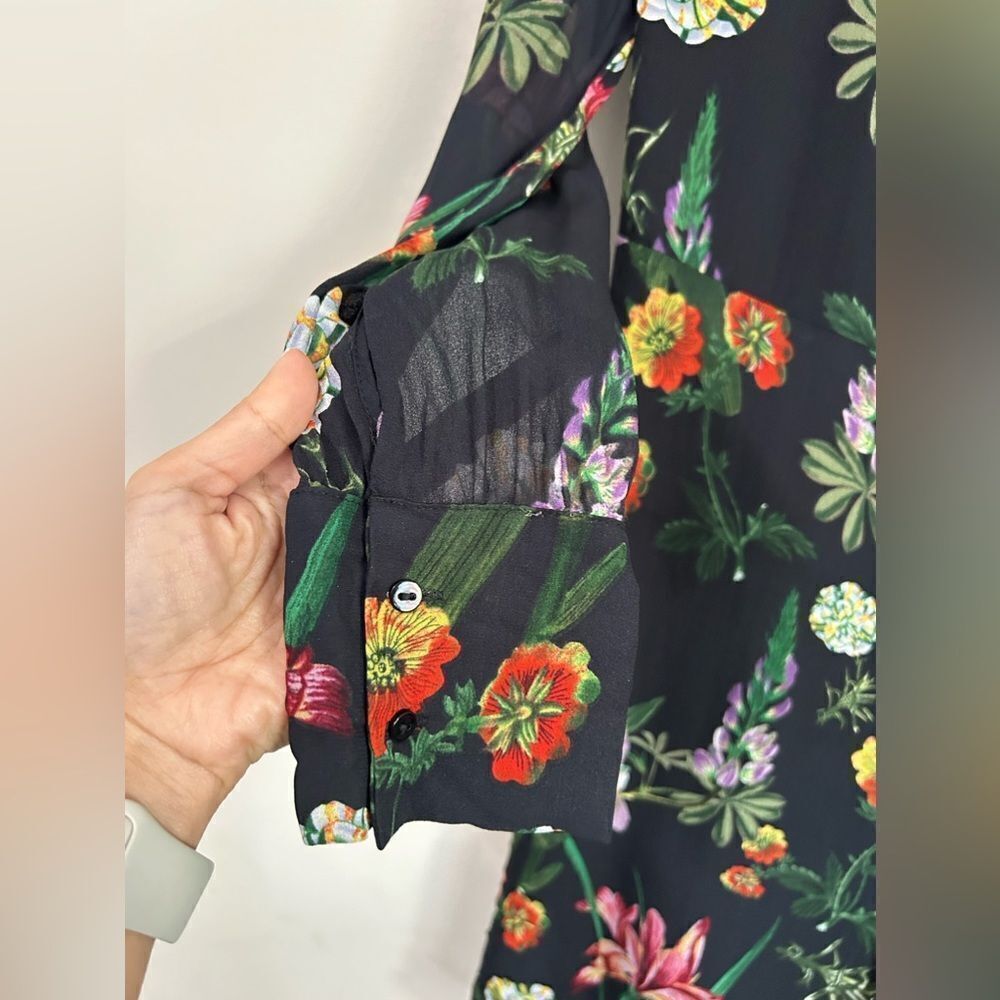 ZARA | Floral Print Long Sleeve Wrap Dress - Picture 8 of 11